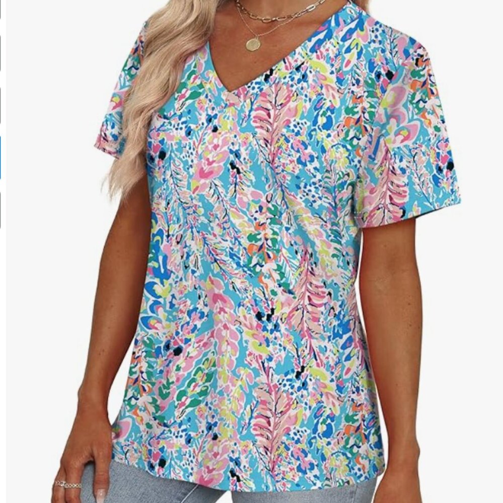V-Neck Colorful Summer Tee